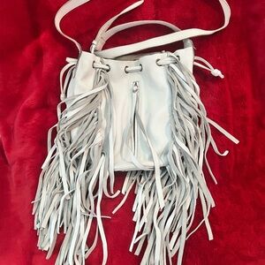 Cleobella Fringe White Leather Crossbody